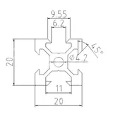 V-Slot 2040 Aluminium Extrusion Profile 20x40mm 400mm Length - Angle & Detail View | Superb Tech India
