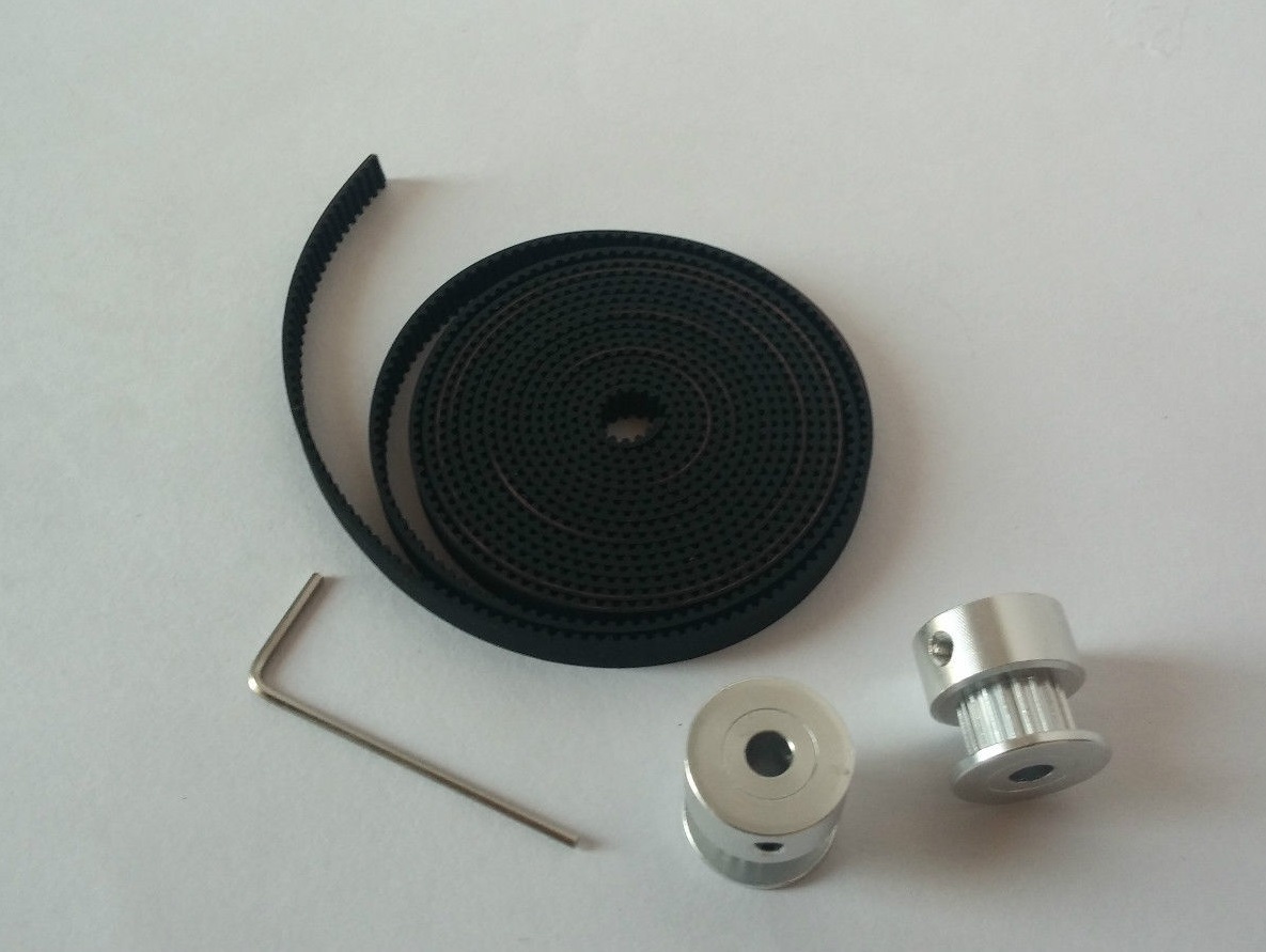 2Pcs GT2 Pulley 20 Teeth 5mm Bore + 2 Meter GT2 Rubber Timing Belt 6mm Width Set for 3D Printer CNC Laser Engraver - Angle & Perspective