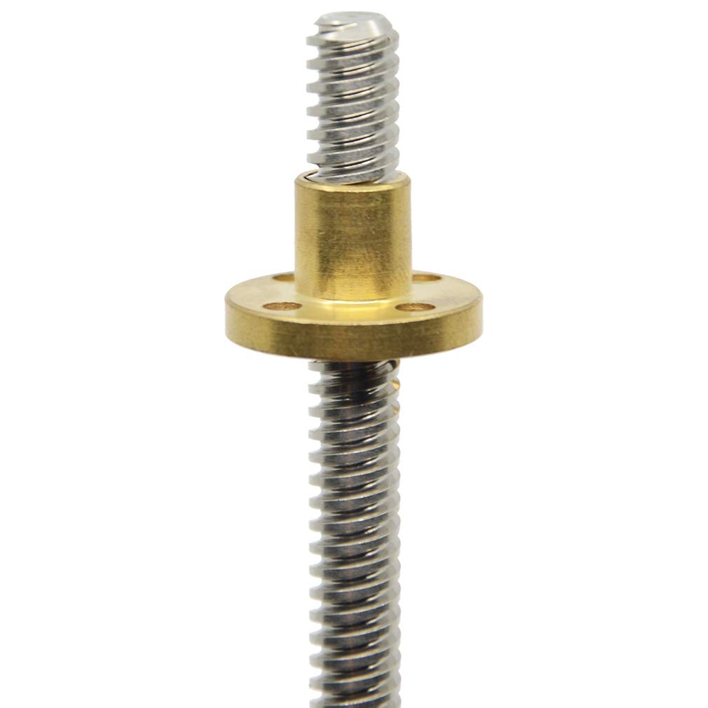 TR8*4 ACME Trapezoidal Lead Screw 400mm Length 8mm Diameter 2 Starts 4mm Lead 2mm Pitch With Trapezoidal Nut - Angle & Perspective