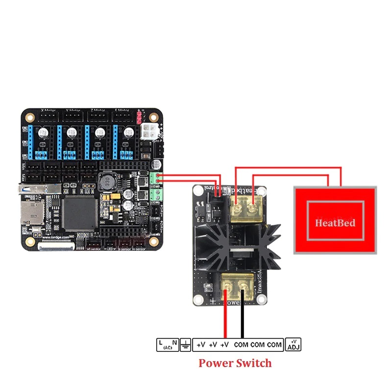 3D Printer Mosfet 25A Heated Bed Power Control Expansion Module - Dimensions & Specs