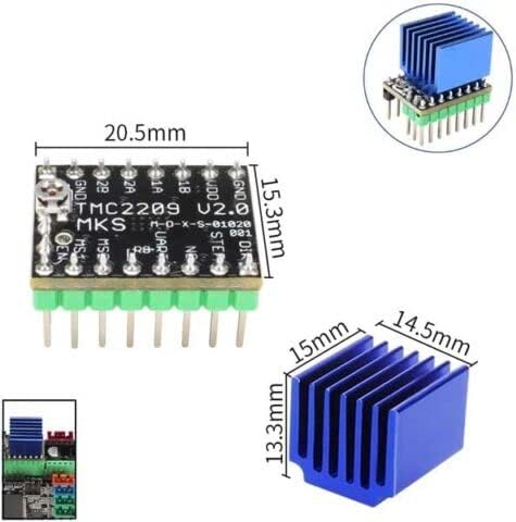 TMC2209 V2.0 MKS Makerbase Stepper Motor Driver Stepstick Module with Heatsink - Mounting & Wiring