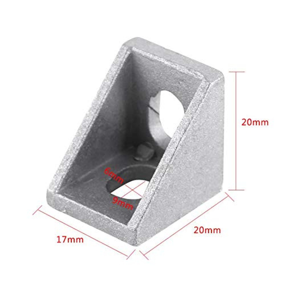 4Pcs 2020 Aluminum Profile Corner Angle Bracket Connector for 3D Printer CNC Machine Frame - Angle & Perspective