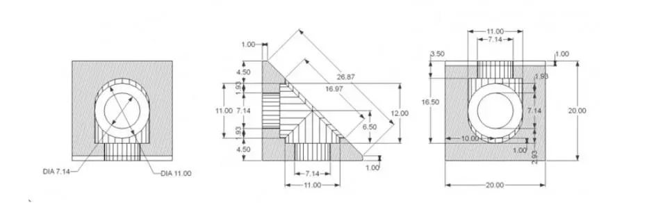 20 Series 90 Degree Angle Corner Connector Bracket for 2020 V - Angle & Perspective