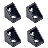 4Pcs Set Black Corner Bracket 90 degree Joint for Aluminium Profile T-Slot/ V-Slot 20 Series - Main Product View | Superb Tech India