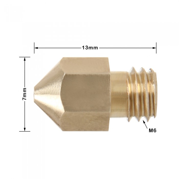 5Pcs MK8 Brass Nozzle 0.4mm Diameter M6 Thread - Mounting & Wiring