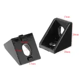 4Pcs Set Black Corner Bracket 90 degree Joint for Aluminium Profile T-Slot/ V-Slot 20 Series - Angle & Detail View | Superb Tech India