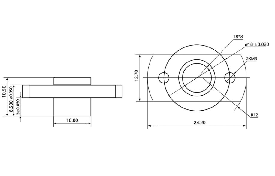 POM Lead Screw Nut TR8*8 8mm Diameter 2mm Pitch - Mounting & Wiring