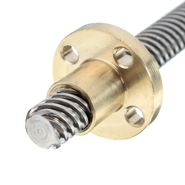 200mm Trapezoidal Lead Screw 8mm Diameter 4 Start with Copper Nut - Angle & Perspective