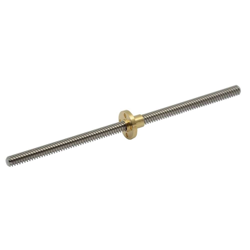 200mm Trapezoidal Lead Screw 8mm Diameter 4 Start with Copper Nut - Main View