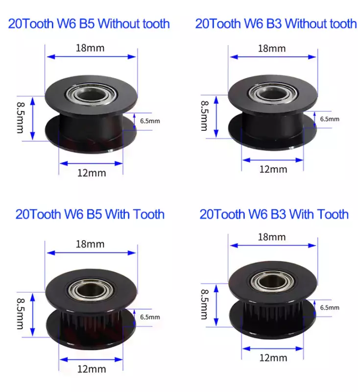 GT2 Idler Pulley Aluminium Black Color - Mounting & Wiring