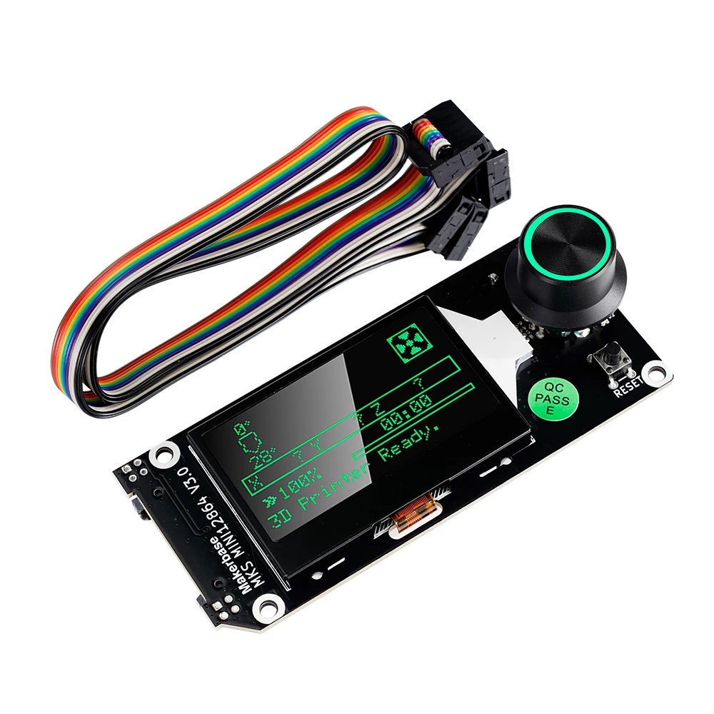 New Makerbase MKS Display Mini 12864 V3.0 with Cable for 3D Printer - Angle & Perspective