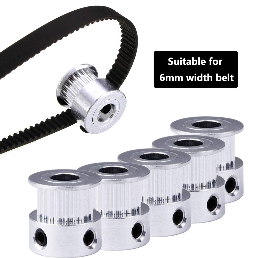 GT2 Timing Pulley 20 Teeth 6mm Bore for 6mm width Timing Belt - Angle & Perspective