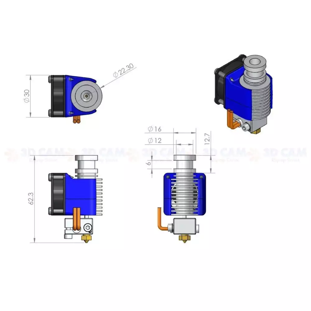V6 Hotend Kit 12V Direct Drive Extruder For E3D With Silicone Sock - Mounting & Wiring