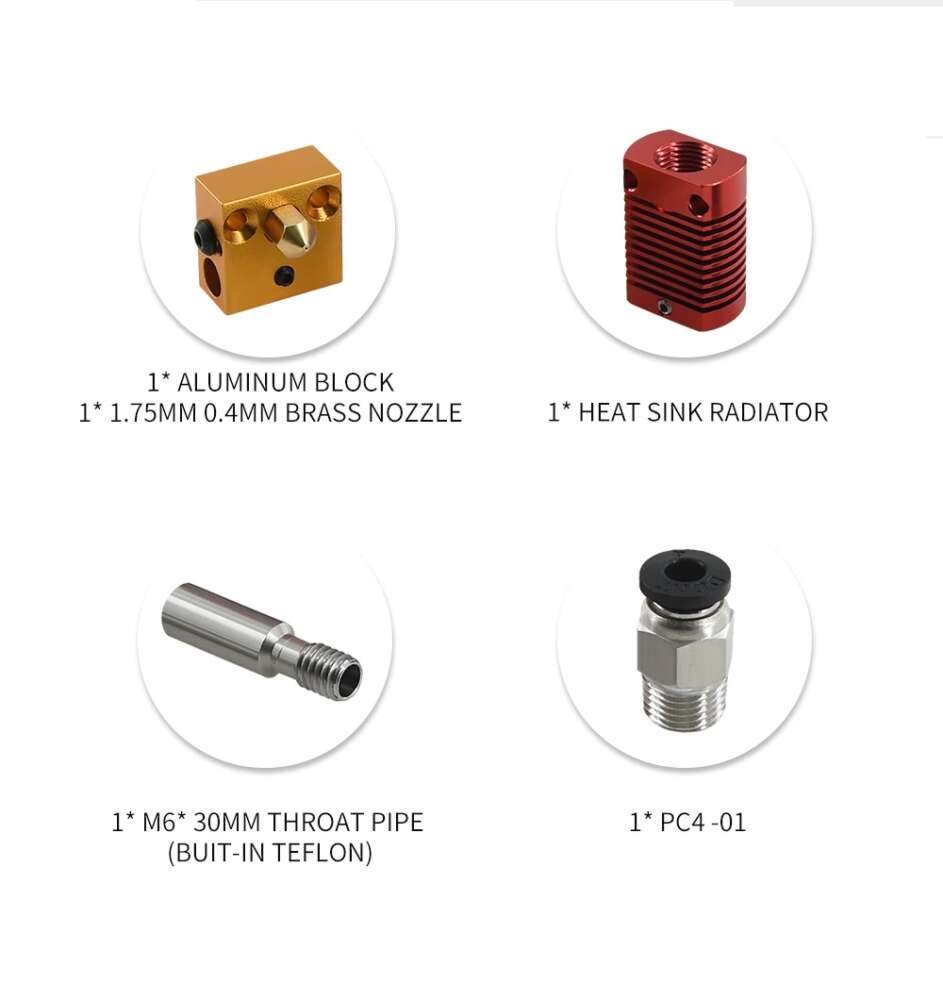 CR10 Hotend Kit Bowden For Creality Ender 3 V2/ CR10/  Pro - Dimensions & Specs