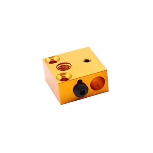 CR10 Heater Block for MK8 Extruder Hotend Gold colour - Main View