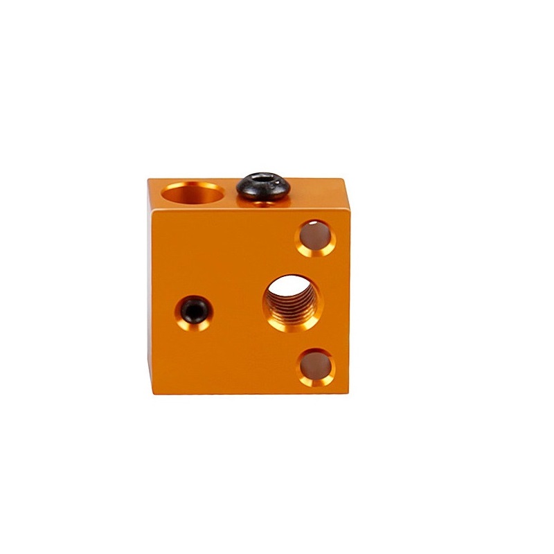 CR10 Heater Block for MK8 Extruder Hotend Gold colour - Angle & Perspective