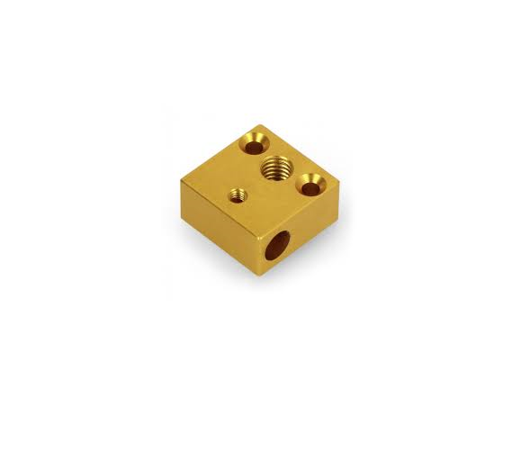 CR10 Heater Block for MK8 Extruder Hotend Gold colour - Mounting & Wiring