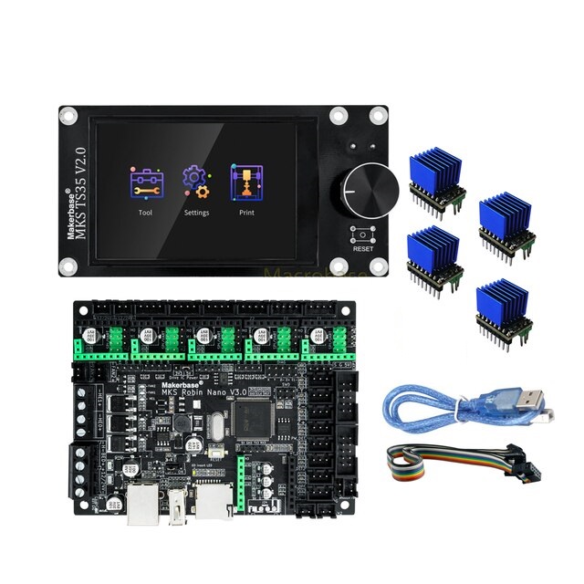 Makerbase MKS Robin Nano V3.1 Motherboard + TS35 Touch Display + 4 x TMC2209 V2 Drivers Bundle for 3D Printer - Main View