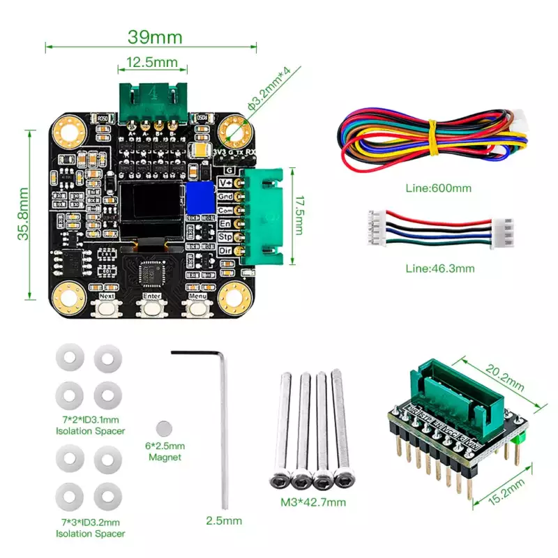 Makerbase SERVO42C Closed Loop Stepper Motor Module with NEMA 17 Stepper Motor - Dimensions & Specs