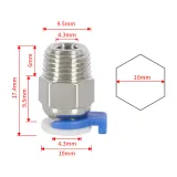 JP4-01 Pneumatic Connector M10 Stainless Steel For 3D Printer PTFE Tube 4mm - Dimensions & Technical Specifications | Superb Tech India
