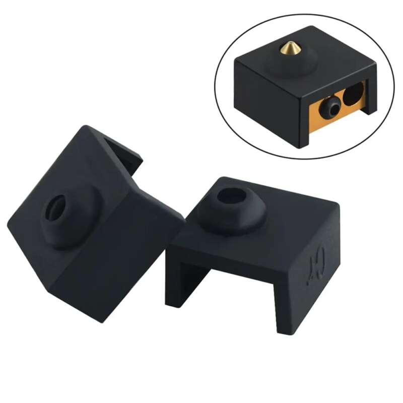MK8 Silicone Sock Cover Case for MK8 Extruder Block Black Color - Angle & Perspective