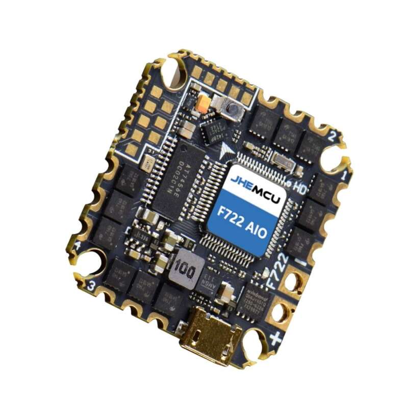 JHEMCU GHF722AIOHD 40A AIO F722 FPV Flight Controller Baro OSD BlackBox 4in1 ESC - Angle & Perspective