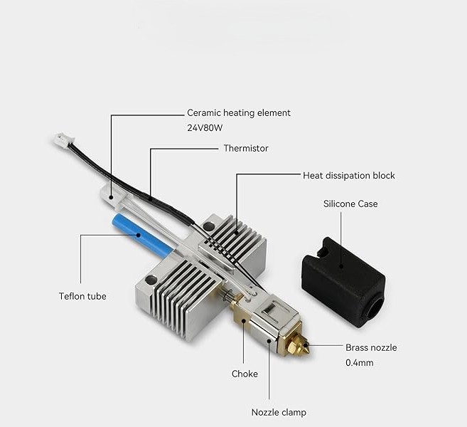 High-Temperature Extruder Hotend Assembly for Elegoo - Dimensions & Specs