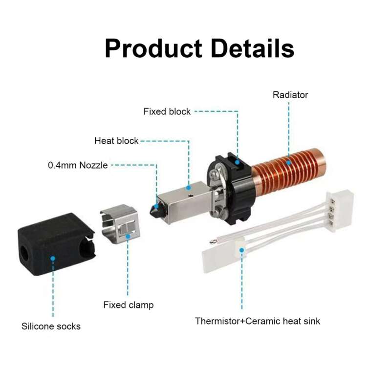 Hotend Kit for Flashforge Adventurer 5M/5M Pro 3D Printer - Dimensions & Specs