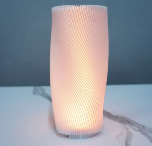 3D Printed RGB LED Modern Table Lamp - Back / Bottom View