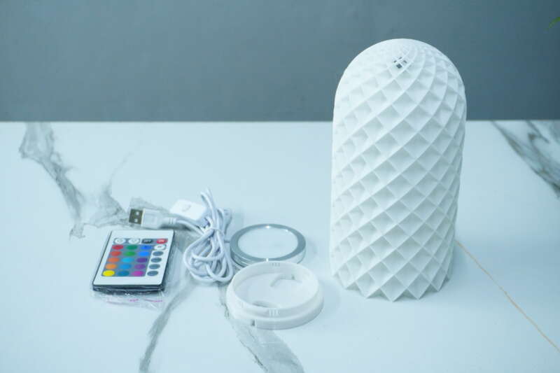 3D Printed RGB LED Modern Table Lamp - Angle & Perspective