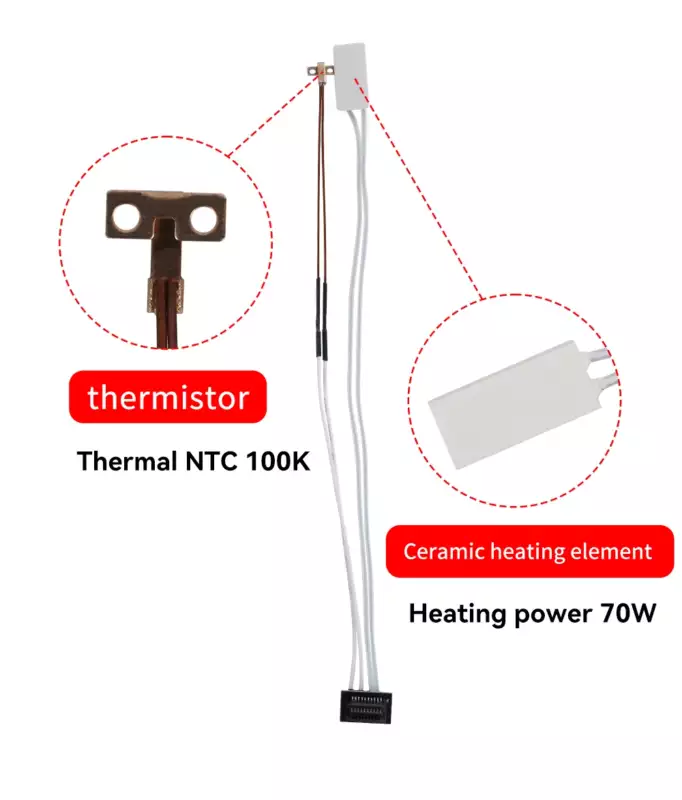 Ceramic Heater and Thermistor for Bambu Lab A1/A1 Mini - Angle & Perspective